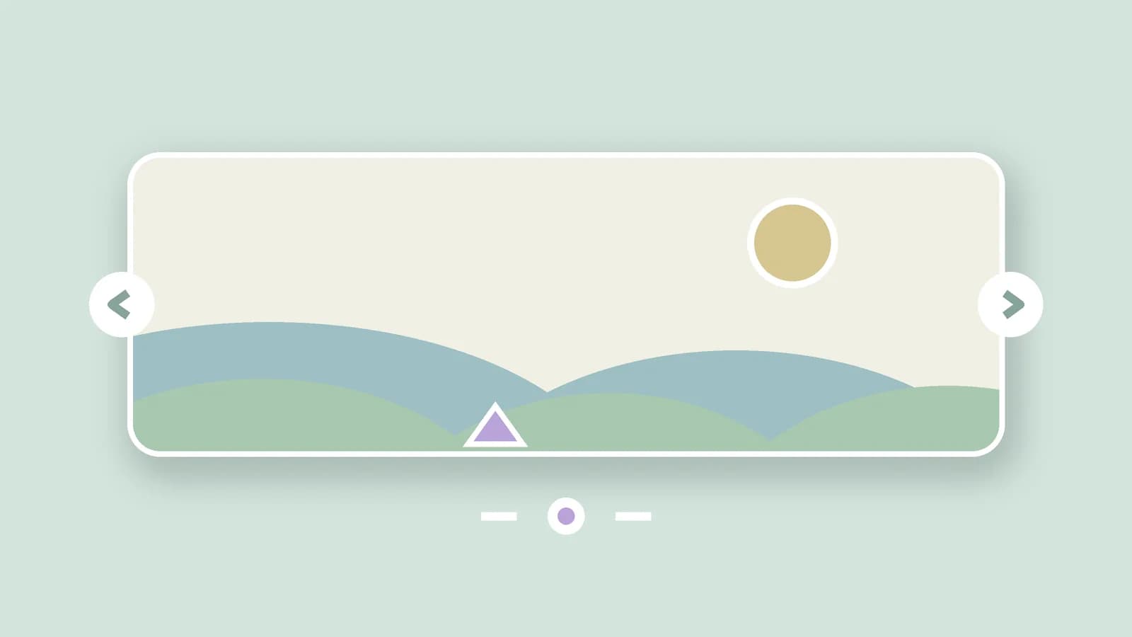 Ilustración de una panorámica ancha con colinas y un sol, con flechas para recorrerla